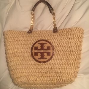 Tory Burch, Large Audrey Cognac Leather/Weave Tote
